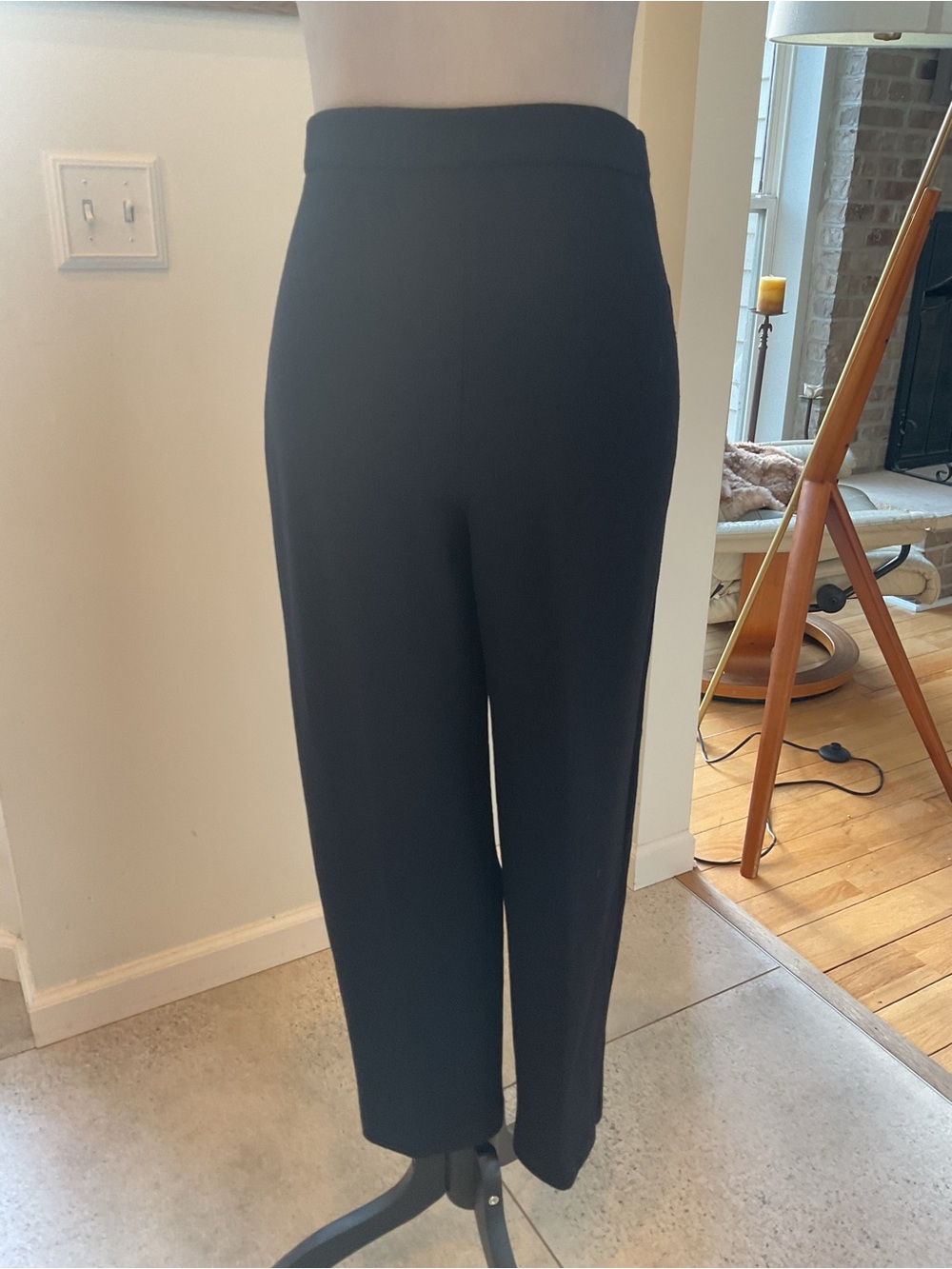 St. John Navy Knit Straight-Leg Trousers